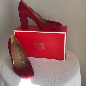 Coach Ophelia Suede Heels in Rouge